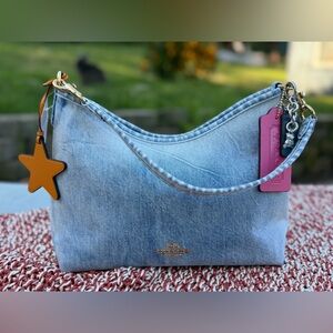 Coach Laurel Shoulder Bag In Loved Denim With Charms. NWT.